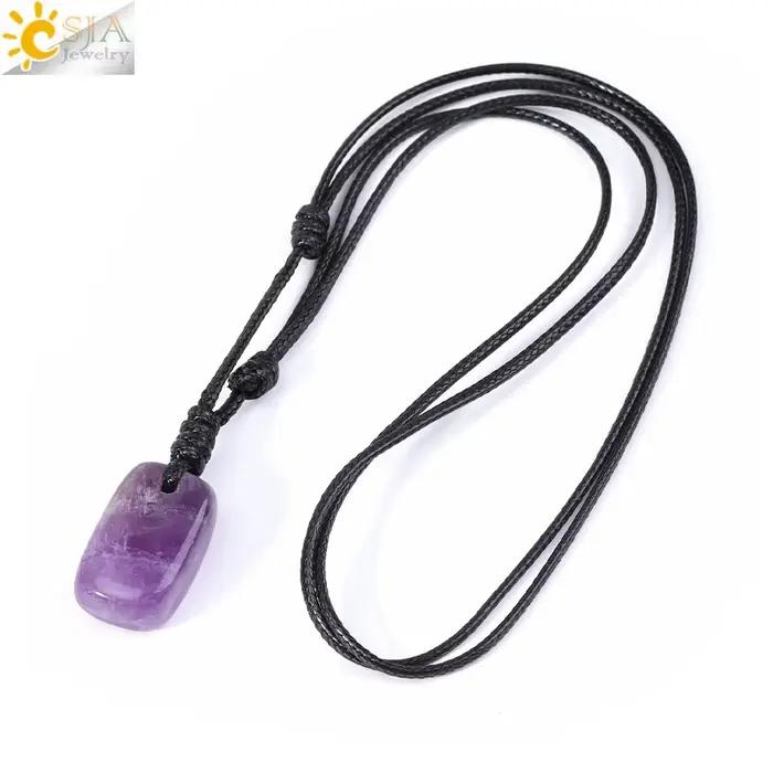 CSJA – colliers irréguliers en pierre naturelle, pendentif en cristal pour femmes et hommes, corde r