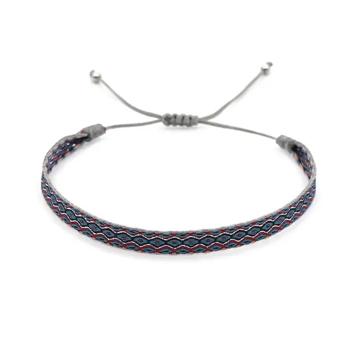 Woozu – ensemble de Bracelets en corde de coton faits à la main, Unique, à la mode, en argent tibétain 925, pour femmes et hommes, bijoux cadeau