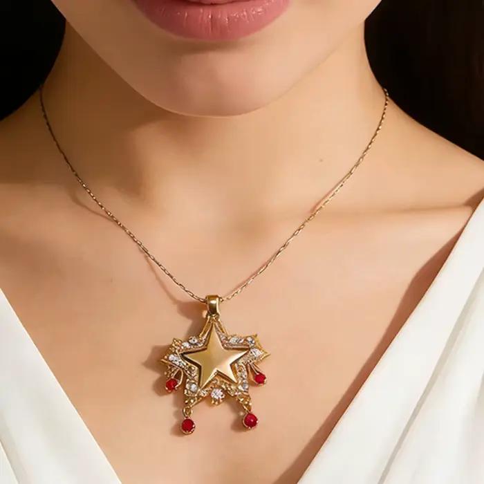 Collier avec pendentif étoile en zircon à la mode pour femmes, bijou de fête et rencontres sociales