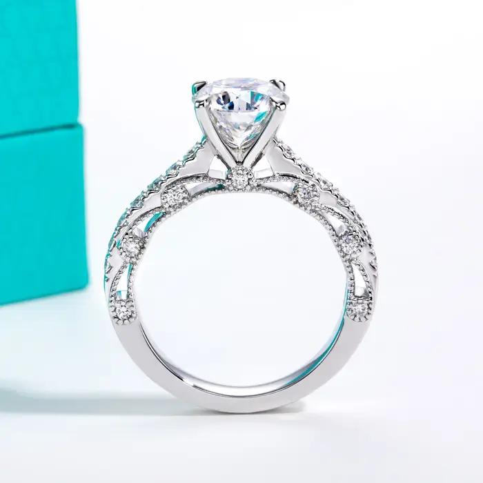 2ct Moissanite bague de fiançailles 925 en argent Sterling 18K plaqué or luxueux anneaux de mariage pour les femmes