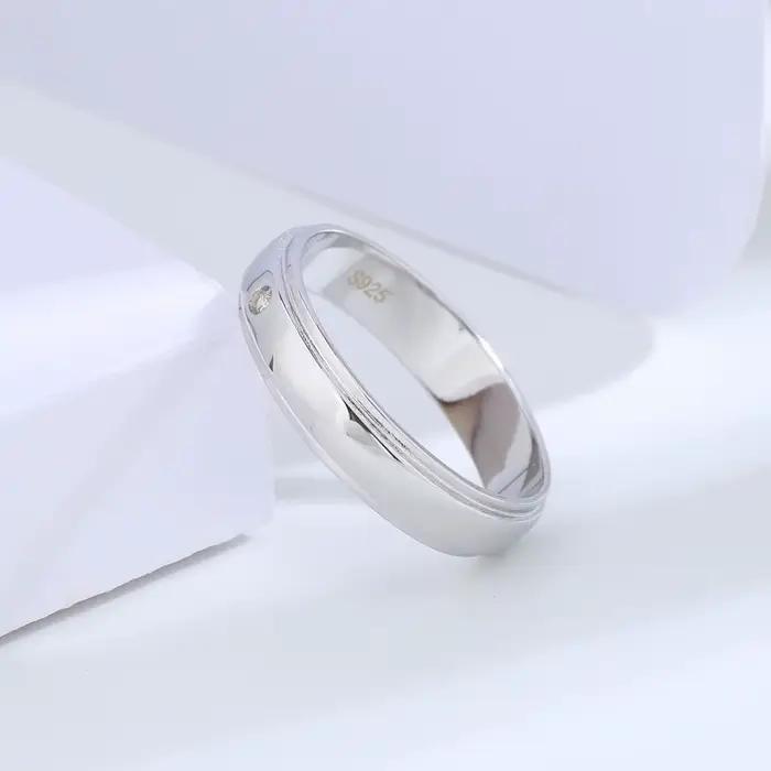 Buyee 925 bague de couple en argent Sterling blanc Zircon