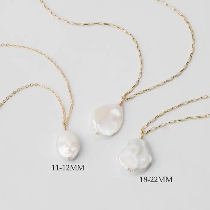 Collier de perles baroques naturelles remplies d'or 925 argent/14K