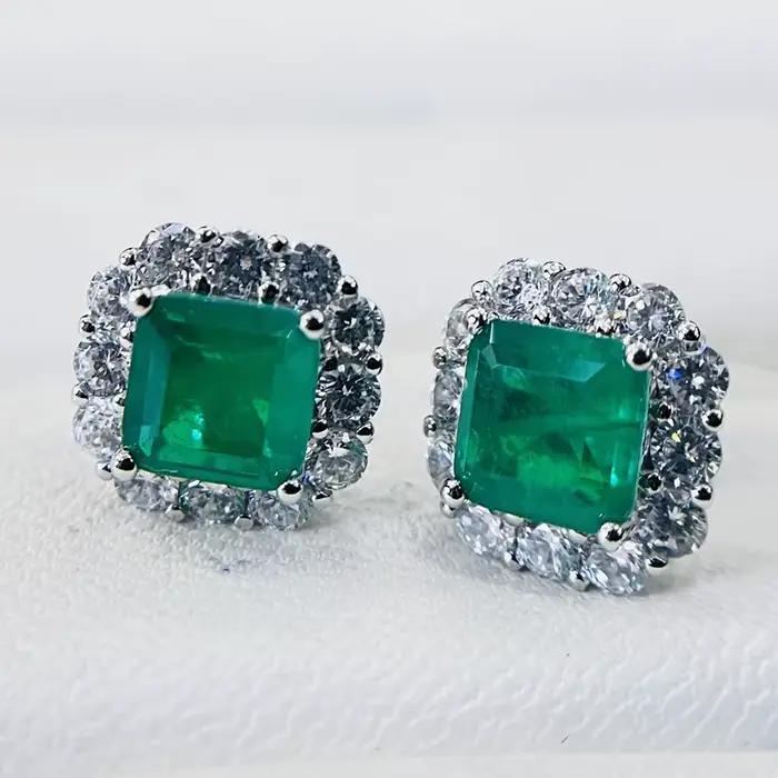 Boucles d'oreilles carrées en argent Sterling 925 pour femmes, 12x12mm, élégantes, Paraiba, Tourmaline, fiançailles, déclaration de mariage, bijoux