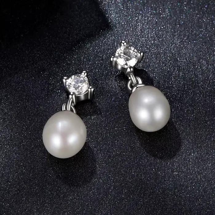 Bamoer – boucles d'oreilles en perles Moissanite, en argent Sterling 925, design unique avec pendentif en perles, certifiées, bijoux fins pour femmes
