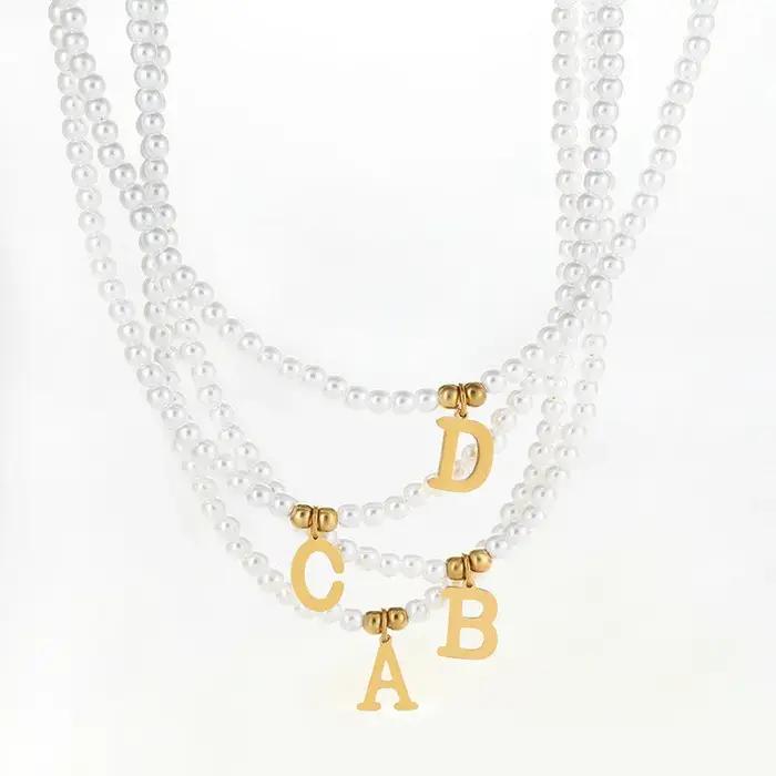 Lettres dorées pendentif initial collier bricolage nom simulé perles colliers