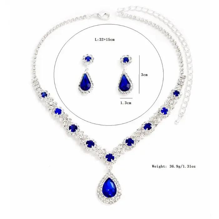 Ensemble de bijoux en cristal plaqué or plaqué argent plaqué rhodium avec boucles d'oreilles pendantes en zircon pour femmes occasions de soirée élégantes