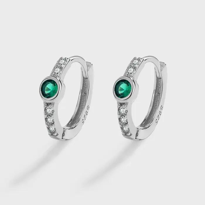 Boucle d'oreille ronde en émeraude pour femme