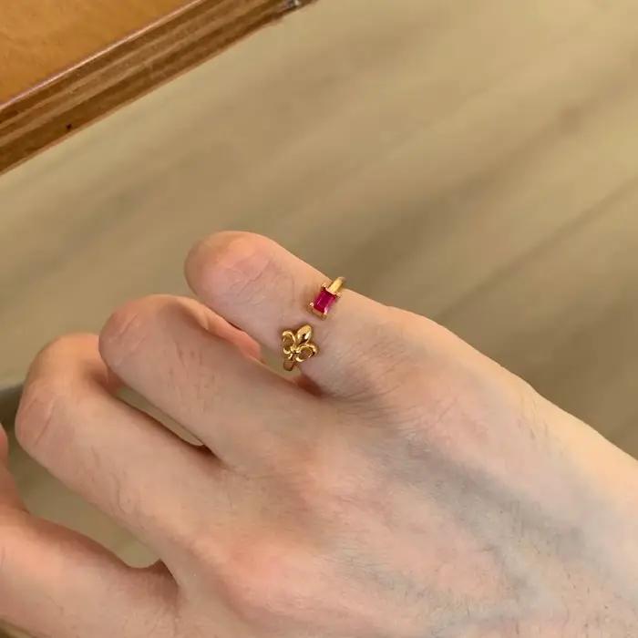Bague Pinky en or Iris rubis de Style Royal pour femmes