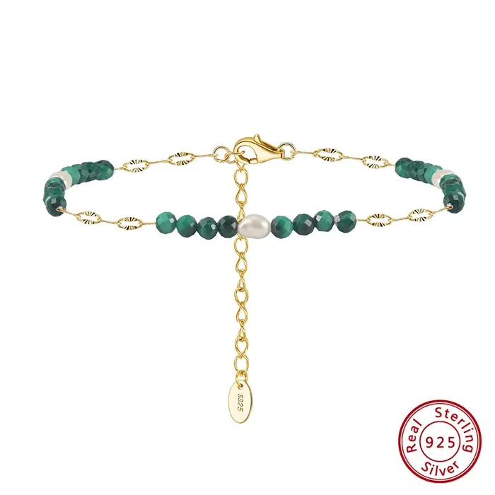 KISS MANDY – Bracelet en argent Sterling 925, style bohème, perles de Malachite, bijoux, chaîne à ma