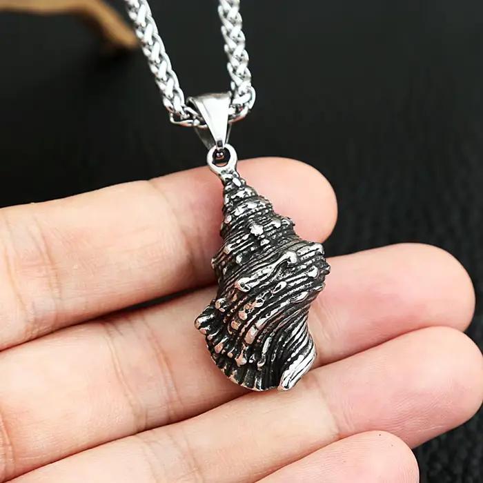 Colliers avec pendentif en coquillage en acier inoxydable pour hommes et femmes, Hip Hop, à la mode, pour la plage, le surf, bijoux créatifs, cadeau