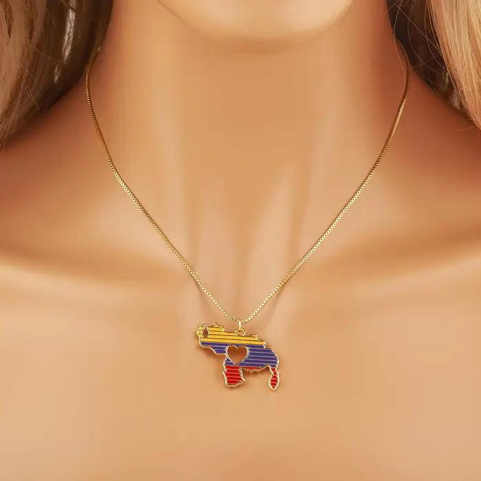 Nidin nouvelle mode Venezuela carte coeur conception pendentif à breloque collier pour femmes hommes personnalité clavicule chaîne accessoires cadeaux