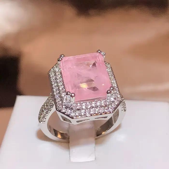 Bague Paraiba en Zircon rose bleu vert pour femmes bijoux de fête haute qualité bague de fiançailles cadeau anniversaire fantaisie occasion spéciale
