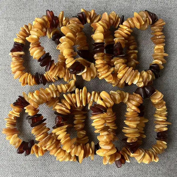 Bracelet en ambre véritable de la mer Baltique à brins naturel style géométrique fait main
