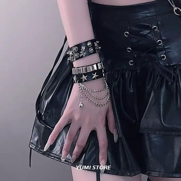 Bracelet Punk en cuir PU pour femmes et hommes