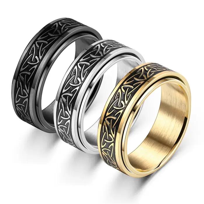 Anneau de Rune Viking à Nœud Celtique en Acier Inoxydable pour Hommes Anti-Stress Occasions Spéciales