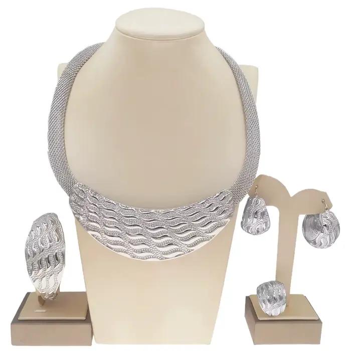 Parure de bijoux plaqué or pour femme, style rétro italien, collier et boucles d'oreilles classiques pour mariage, commandes originales