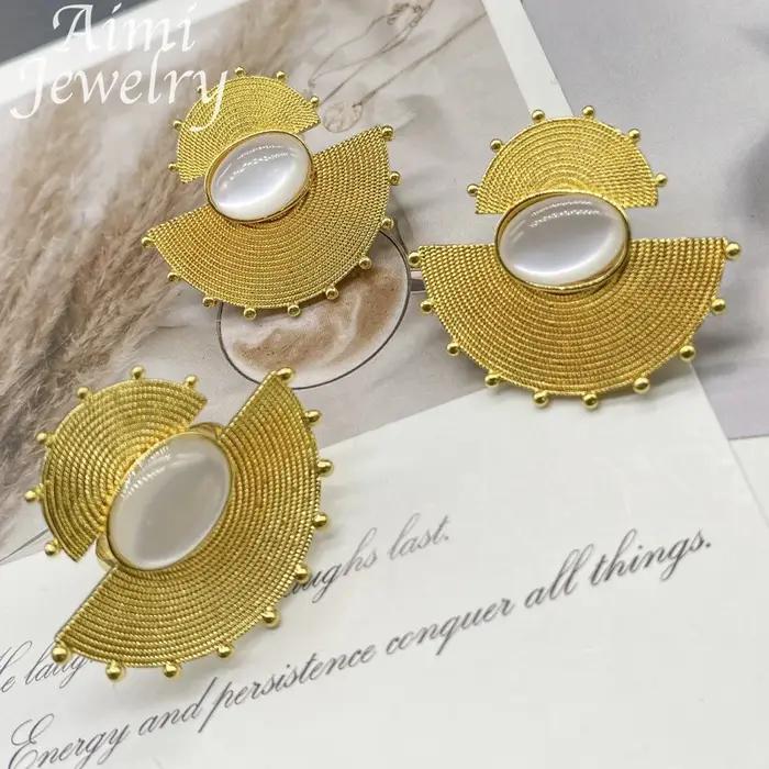 Ensemble de bijoux plaqués or 18 carats pour femmes, boucles d'oreilles et bague, style africain chic, pour mariage et anniversaire de mariage