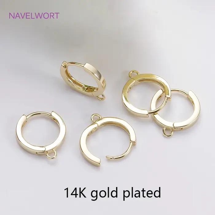 Boucles d'oreilles en laiton plaqué or 14K, crochets ronds, accessoires de boucles d'oreilles, attac