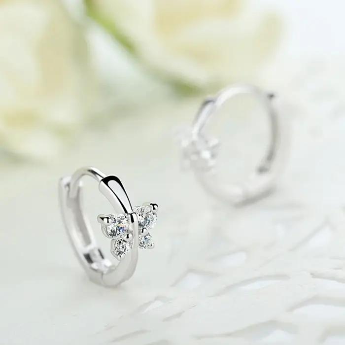Bébé princesse 925 argent papillon zircone petite boucle d'oreille pour filles enfant femmes beaux Aros Huggies