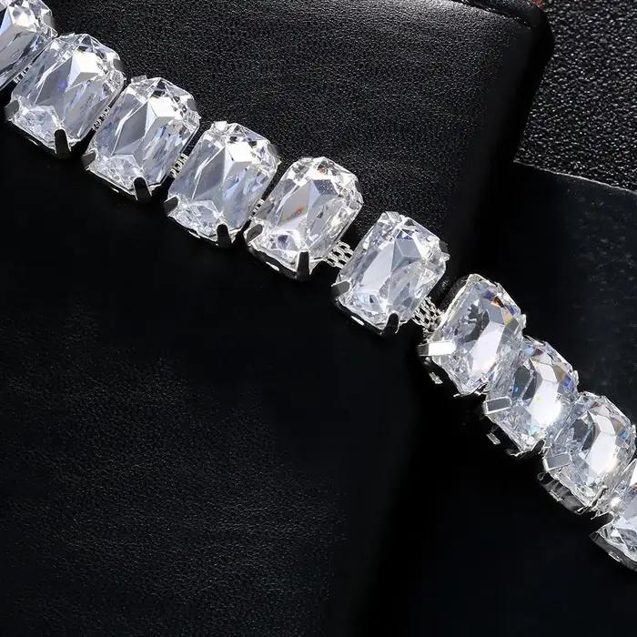 Collier en cristal rose bleu brillant réglable pour femmes grandes occasions spéciales soirée vintage mode