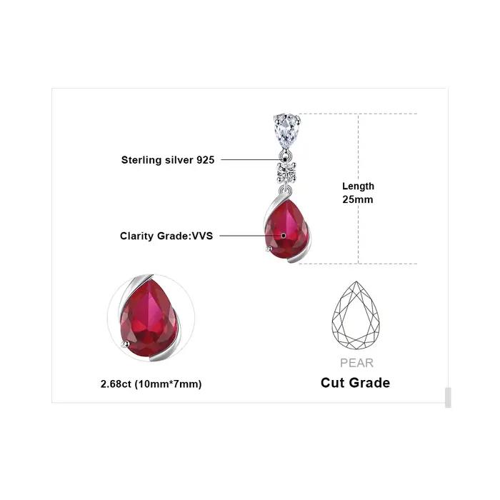 2.6ct poire créé rubis rouge 925 en argent Sterling pendentif collier pour femme mode pierres précieuses bijoux sans