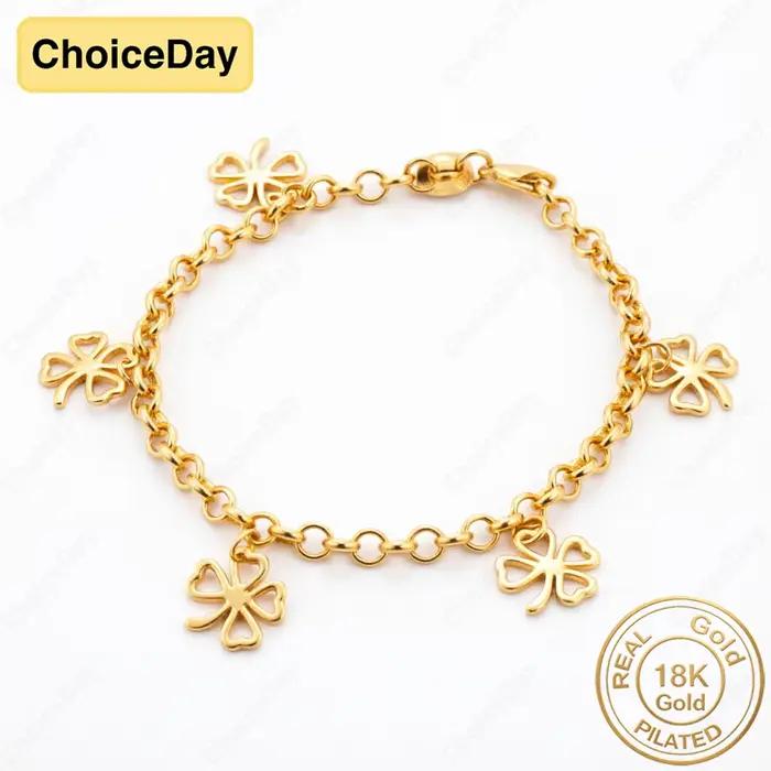 Bracelet en or plaqué 18 carats, exquis, ajouré, à quatre feuilles de trèfle, cadeau élégant pour fe