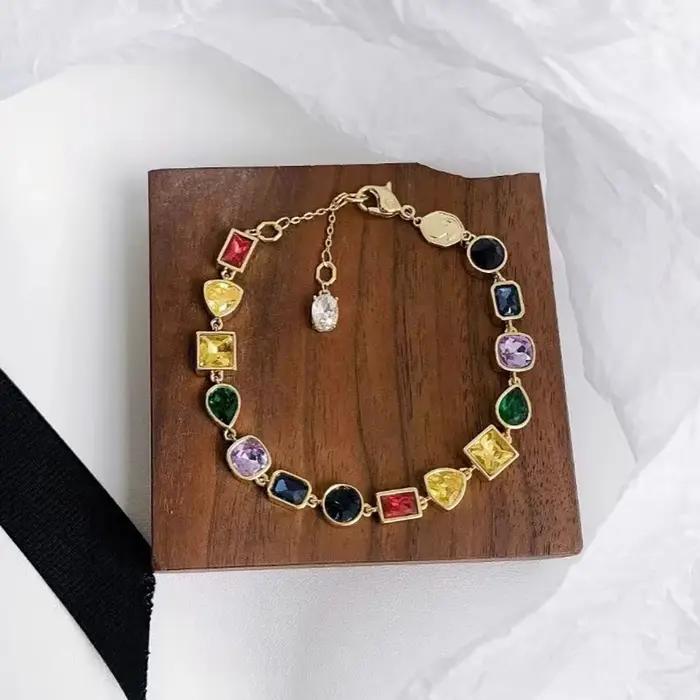 Ensemble de bijoux de luxe pour femmes en argent sterling 925 et or rose 18 carats avec pierres précieuses colorées pour les occasions spéciales