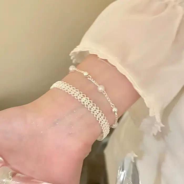 Nouveau bracelet en argent sterling 925, forme géométrique simple, bracelet pour femme, charme personnalisé, bijoux exquis
