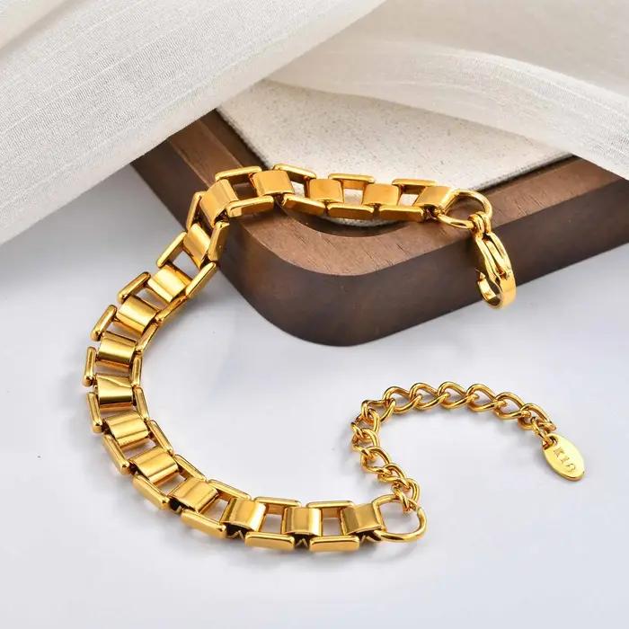 Bracelet chaîne pour femmes en acier inoxydable or non allergique avec gravure personnelle pour occasions spéciales et style bohème