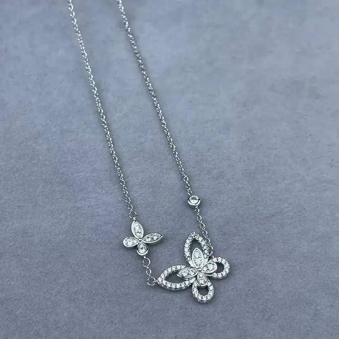 Collier classique de luxe en argent sterling S925 pour femme. Design papillon 1:1