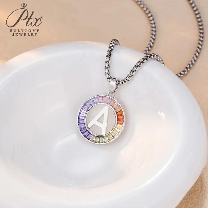 Collier pendentif 26 lettres plaqué argent 925, or blanc, Styles Couple/bestie, amour dans les paire