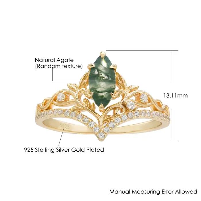 LAMOON – bague en Agate verte naturelle pour femmes, pierres précieuses en argent Sterling 925, Style palais, plaqué or, accessoires de bijouterie fine, RI416
