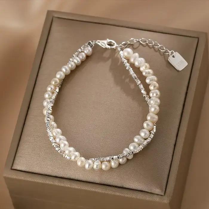 Bracelets de perles en argent Sterling 925 pour femmes et filles