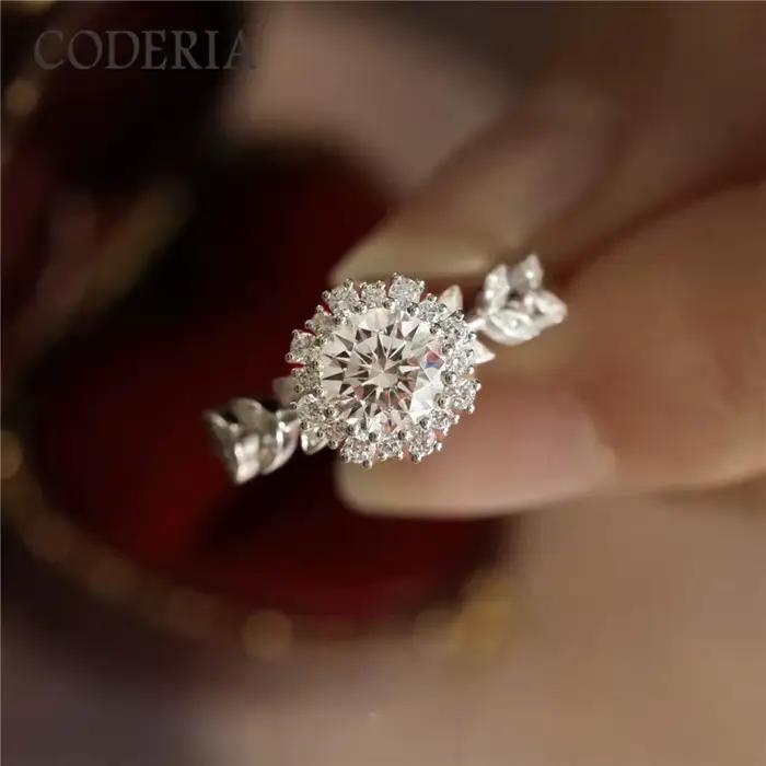 Group bague Moissanite 1 carat Edelwed'appareils plaquée avec 5 couches d'or blanc et d'argent regar
