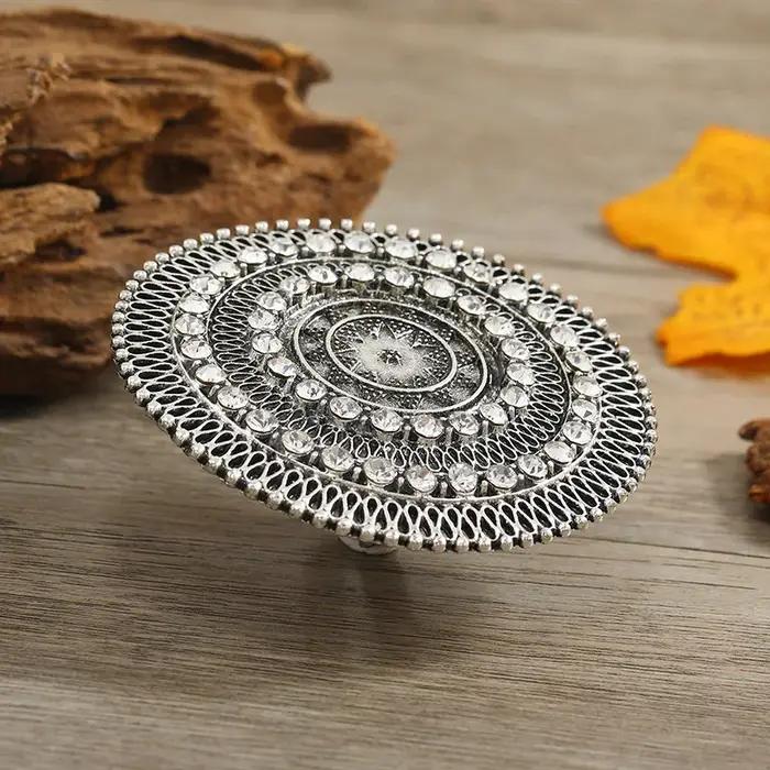 Grand anneau rond ethnique Antique en or pour femmes