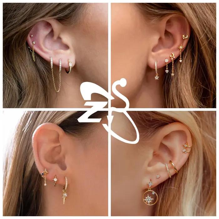 Boucles d'oreilles à tige en argent 925 serties de zirconium blanc élégantes pour femmes et filles, idéales pour les occasions spéciales et le port quotidien