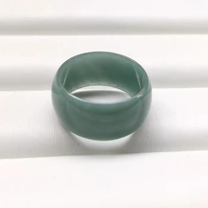 Bague en Jade d'eau bleue naturelle du Myanmar pour hommes et femmes, pierres précieuses de guérison, bijoux fins, véritable qualité A, anneaux larges en Jade de Birmanie