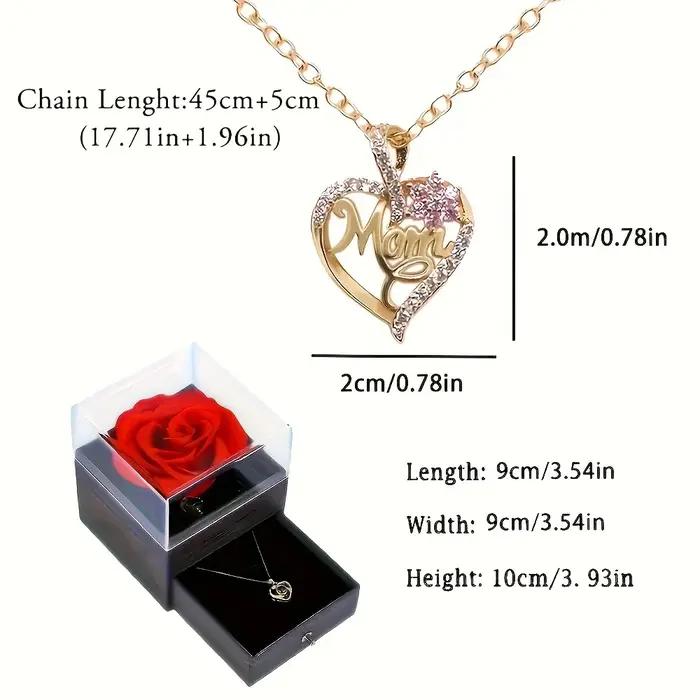 Collier pendentif coeur maman avec boîte-cadeau Rose