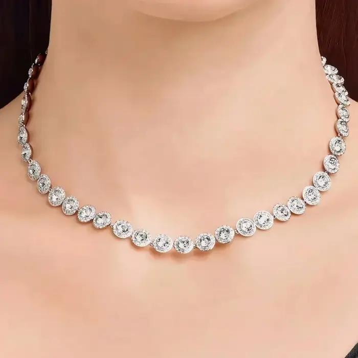 Ensemble de bijoux classique Bonheur diamanté en plaqué argent/or pour femmes occasions spéciales anniversaires travail fêtes cadeaux