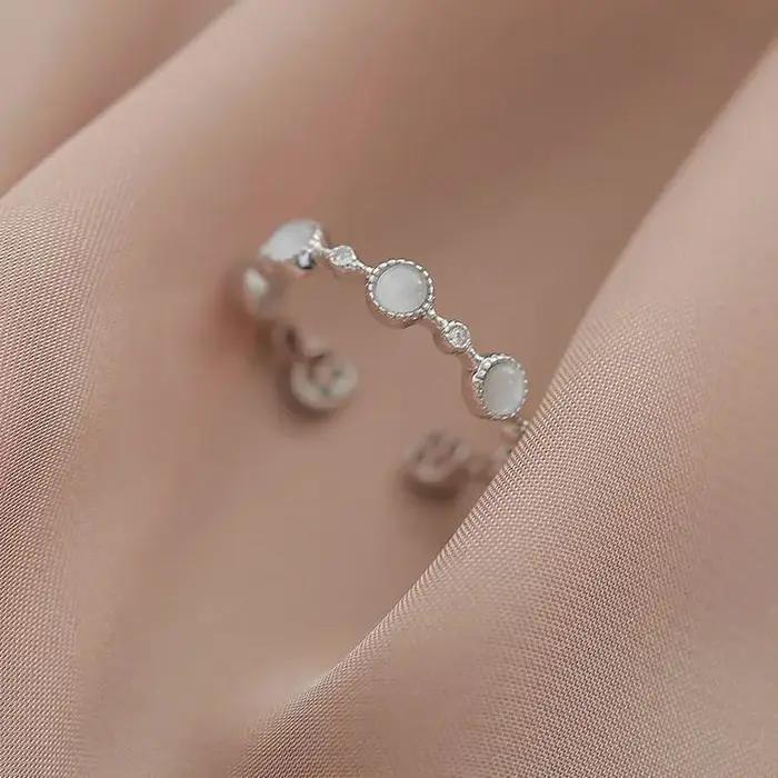 Bague en argent Sterling 925 sertie de cristal pour femmes engagement mariage accessoire de luxe bijou ajustable ocassionnels speciaux