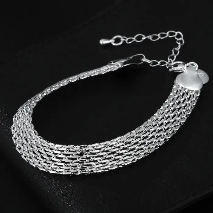 Bracelet en argent sterling 925 pour femmes LADY, chaîne tressée exquise et élégante, pour mariage,
