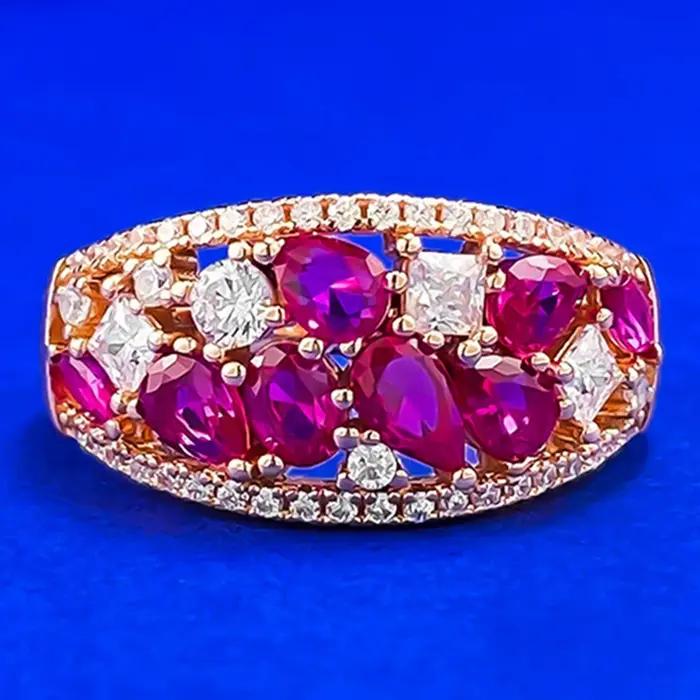 Bague en argent sterling 925 sertie de rubis haute teneur en carbone élégante alliance de mariage pour femmes occasions spéciales et cadeaux d'anniversaire