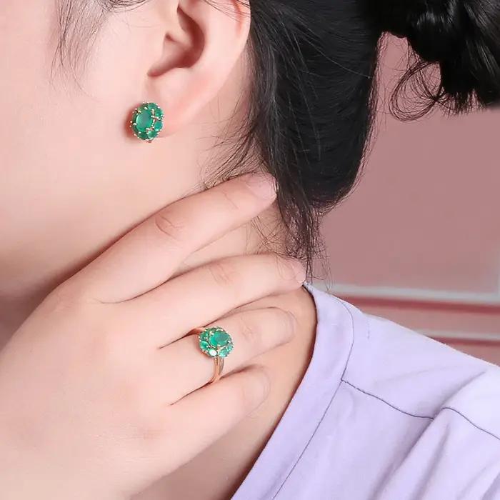 Bague en argent sterling 925 sertie d'agate verte élégante et sophistiquée pour femmes et filles occasions spéciales anniversaires cadeaux de mariage