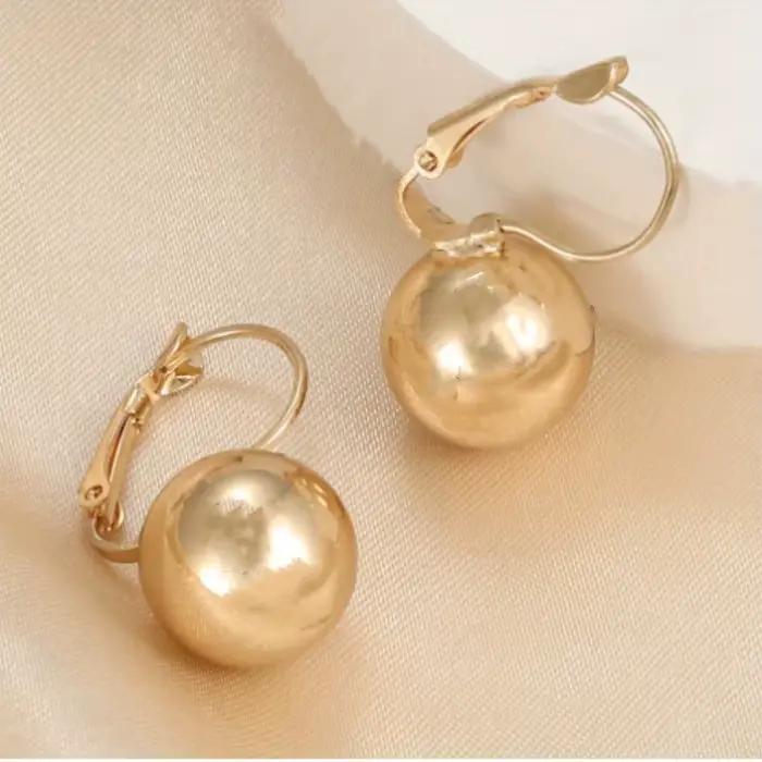Boucles d'oreilles Vintage à grande boule ronde pour femmes, concises, quotidiennes, bijoux à la mode, accessoires d'anniversaire de mariage, cadeau parfait