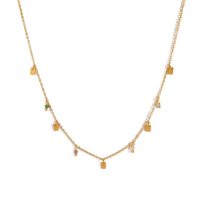 WILD & FREE Exquis femmes en acier inoxydable collier verre cristal charme élégant bijoux 18k plaqué