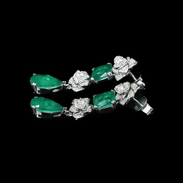 Boucles d'oreilles plaquées or en argent sterling 925 avec diamant à haute teneur en carbone et zircon rose longues pour femmes occasions spéciales elegance moderne