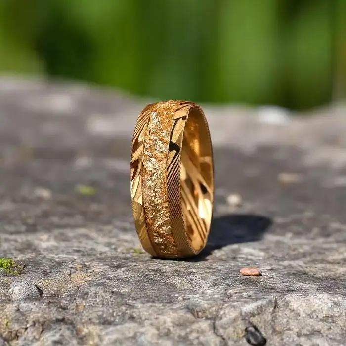 Bague Damas 8mm pour homme élégante plaquée or 18 carats alliances de mariage bijoux de mode occassions spéciales