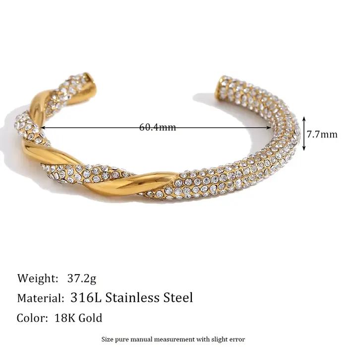 E.B.belle-Bracelet Asymétrique Ajustable en Acier Inoxydable pour Femme et Fille, Bijoux avec Distor