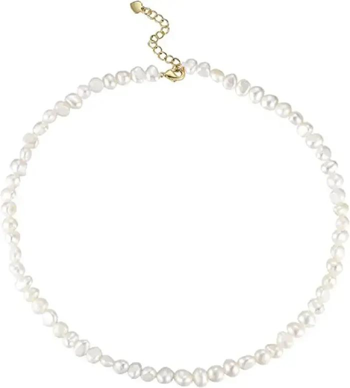 Collier ras du cou en perles d'eau douce baroques naturelles pour femmes et filles