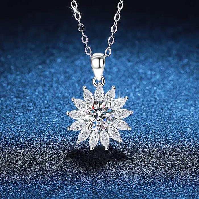 Collier en argent sterling 925 pour femmes, Zircom avec diamant de laboratoire, bijoux, pendentif de mariage, plaqué or blanc